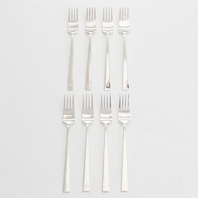 Bertel Gardberg, a 42-piece set of "Birgitta" silver cutlery, marked BG, Hopeatehdas oy, Helsinki 1962.