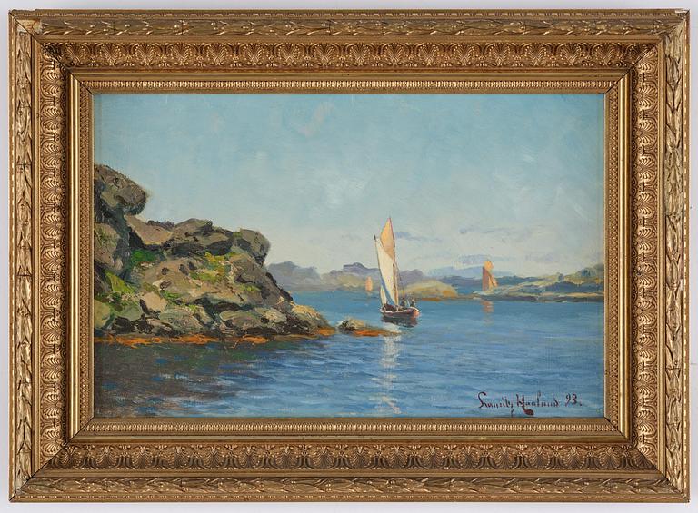 Lauritz Haaland, Sailing ship by the cliffs.