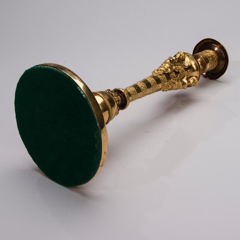 LJUSSTAKE, brännförgylld, Ryssland 1800-talets början.