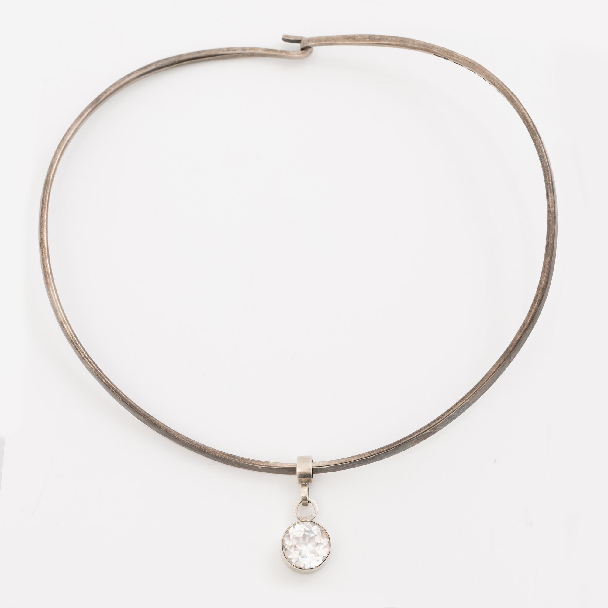 Cecilia Johansson, Necklace with pendant, silver and rock crystal.