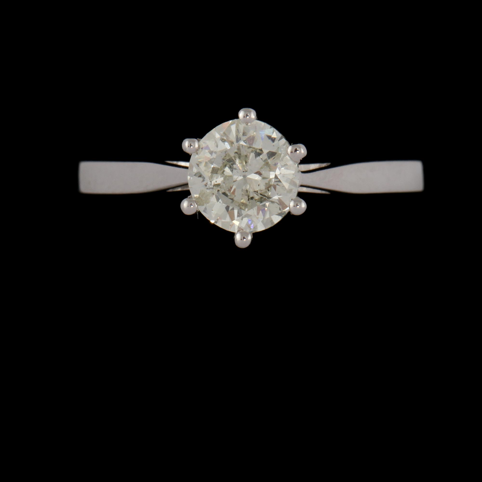 RING, 18k vitguld med briljantslipad diamant, 1.03 ct. Vikt 3 g.