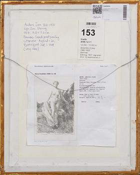 Anders Zorn, a signed etching from 1907.