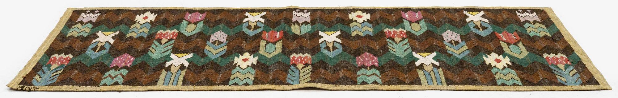 Märta Måås-Fjetterström, vävnad, "Täppan", gobelängteknik, ca 122 x 50 cm, signerad MMF.