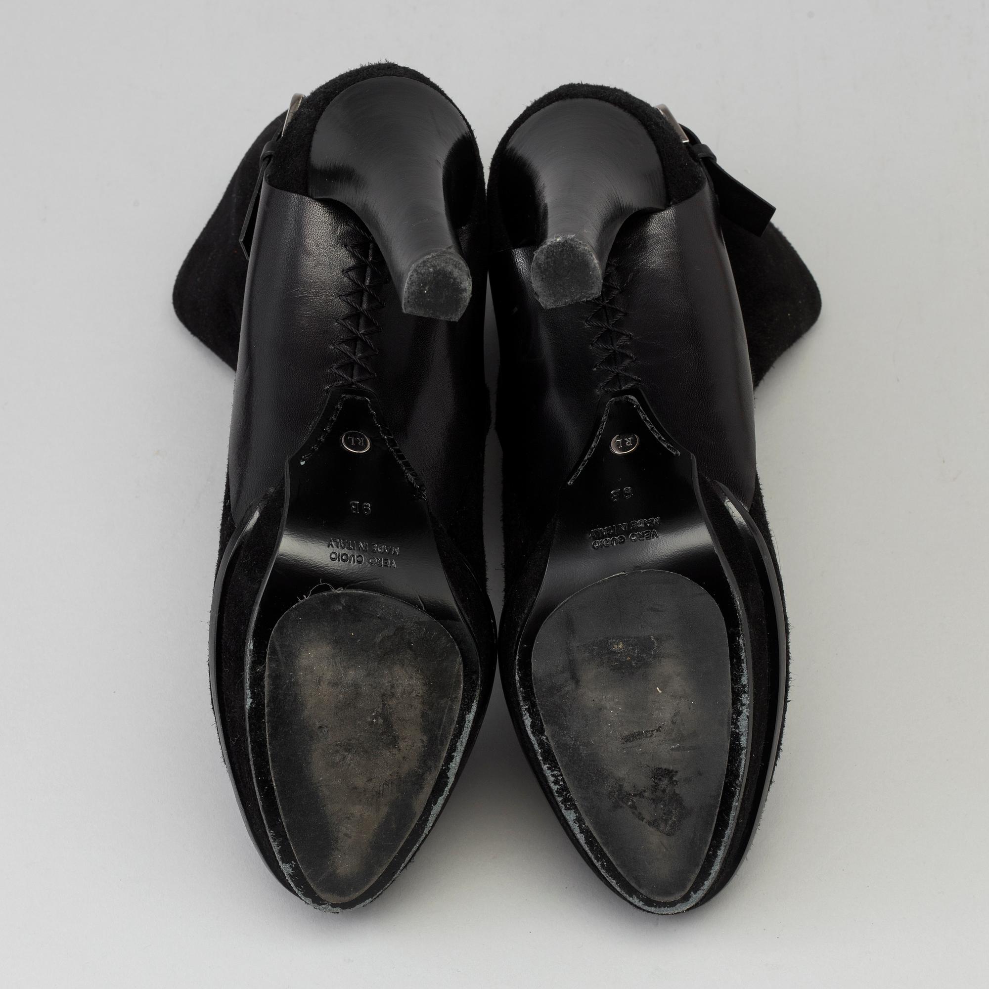 Black suede bootie by Ralph Lauren.