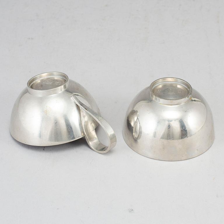 FIRMA SVENSKT TENN, a pewter sugar bowl and creamer. Stockholm 1957.