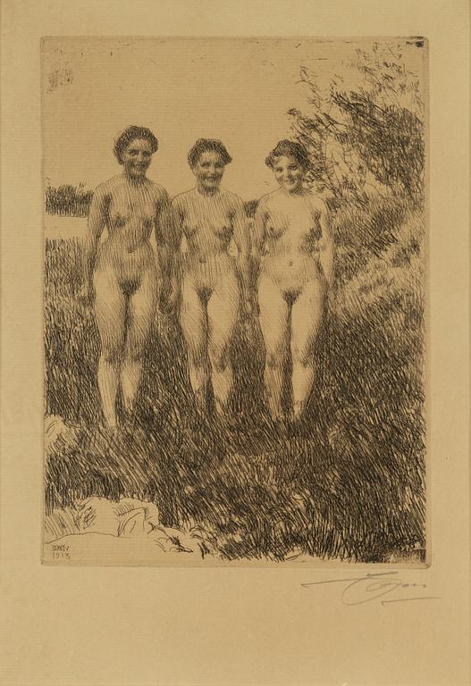 ANDERS ZORN, etsning, 1913, signerad i blyerts.