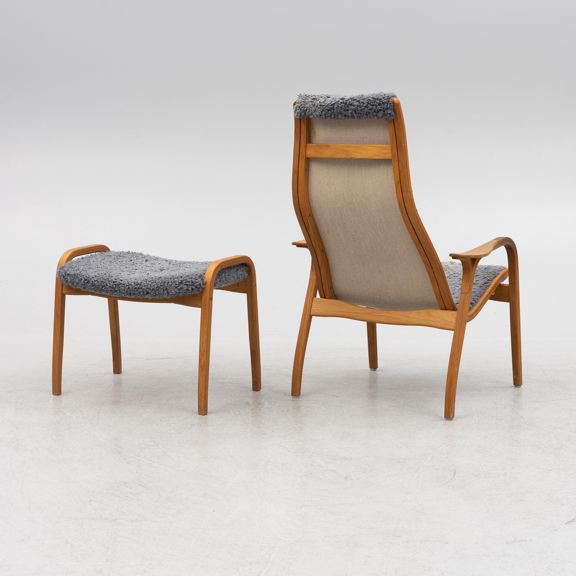 Yngve Ekström, a "Lamino" armchair with ottoman, Swedese, Sweden, late 20th century.