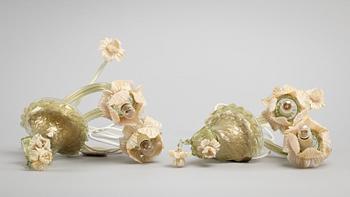 LAMPETTER, ett par, glas, venetianska, 1900-tal. H ca 40.