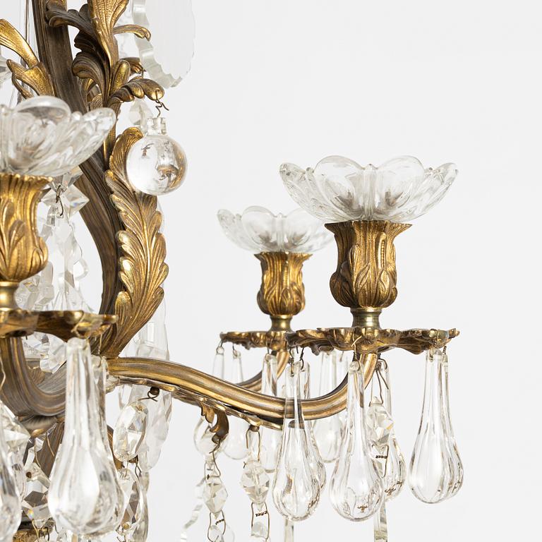 A six-branch rococ-style chandelier, first part 20th century.