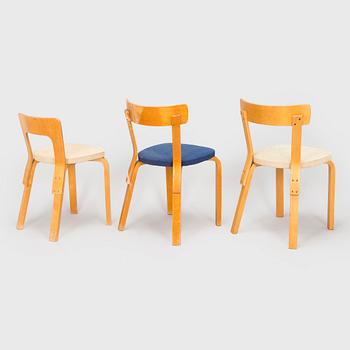 Alvar Aalto, tuoleja 2 kpl,  malli 69 sekä tuoli malli A 65, O.Y. Huonekalu- ja Rakennustyötehdas A.B. 1950-luvun alku.