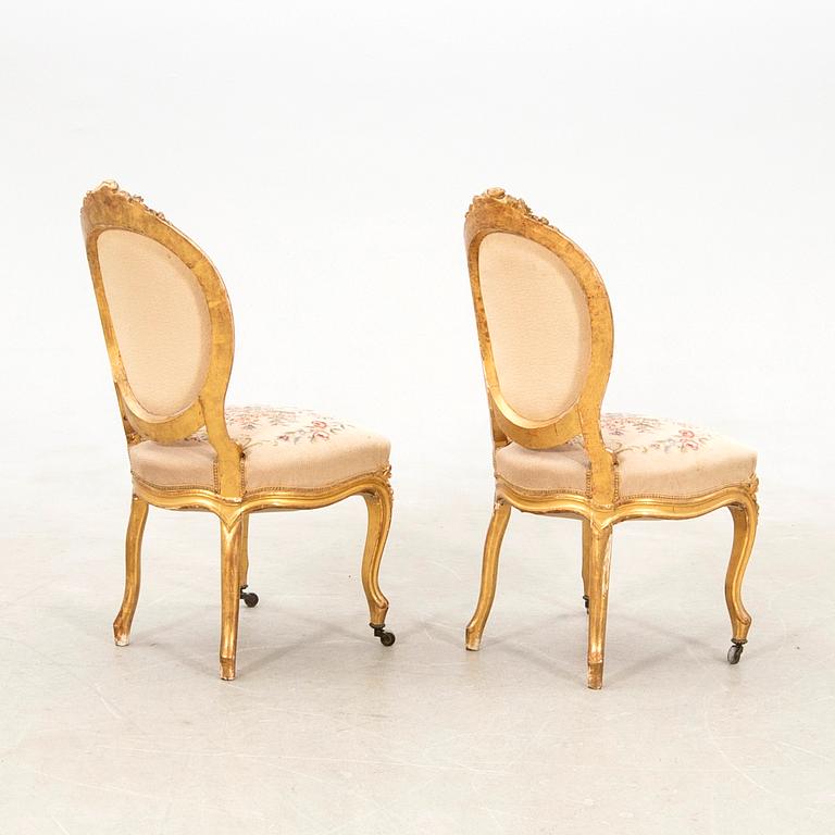 Chairs, a pair in the Louis XV style, late 19th century.