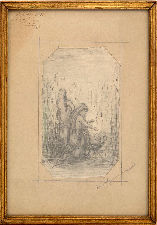 Ernst Josephson, Sketch for the Prize Subject Moses Found in the Bulrushes, 1873.