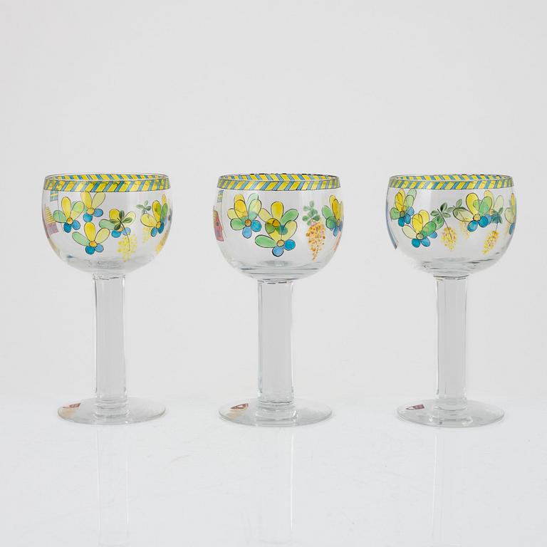 Gunnar Cyrén, a set of three goblets for Orrefors, Sweden.