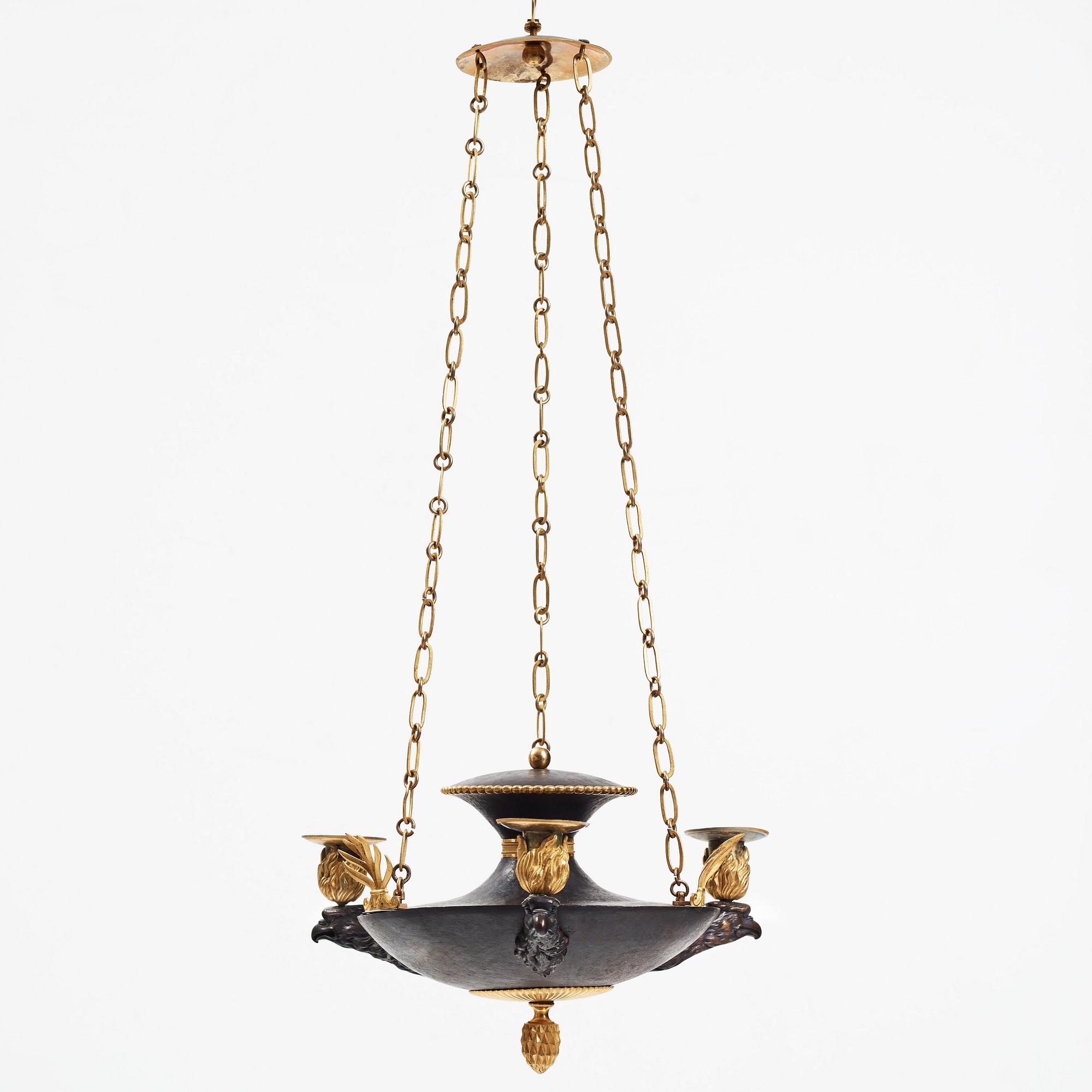 AMPEL, för tre ljus, svensk empire, 1800-talets början.