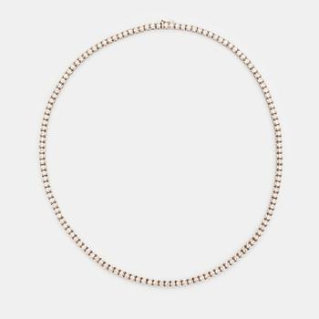 Collier rivière 18K vitguld runda briljantslipade diamanter.