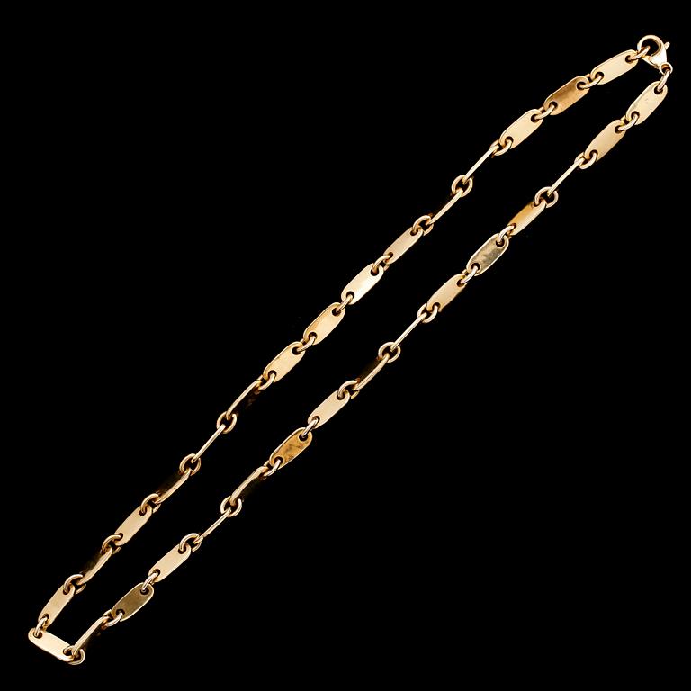 HALSKEDJA, 14 k guld, fantasilänk. Total vikt ca 127 g.