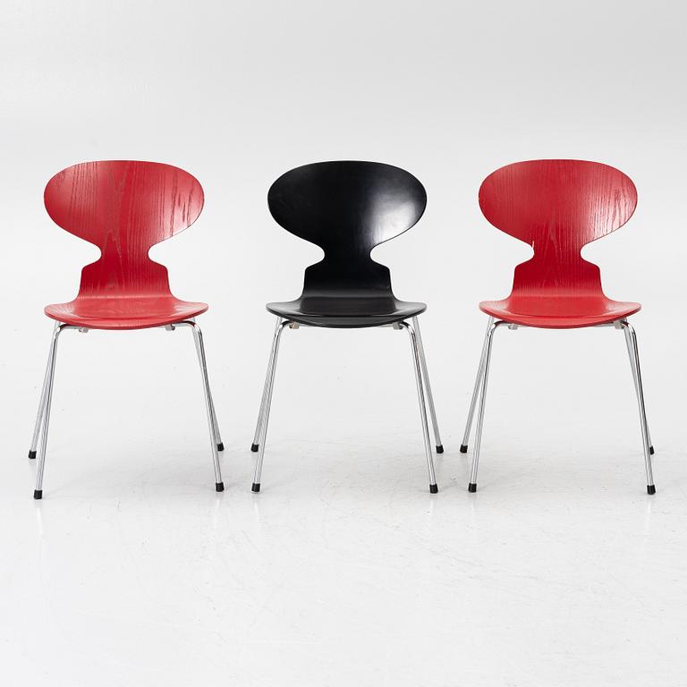 Arne Jacobsen, Chairs, 3 pieces, "Ant", Fritz Hansen, 1996 and 2002.