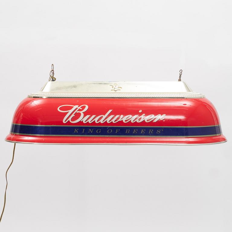 Taklampa, märkt Budweiser, 1900-talets slut.