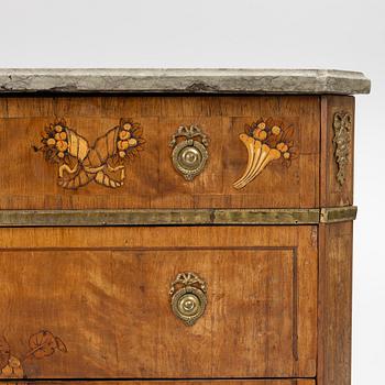 A Gustavian marquetry commode by C- Lindborg (master in Stockholm 1781-1808).