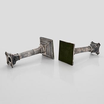 A pair of silver candlesticks, Birmingham, England 1969.
