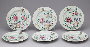 TALLRIKAR, 6 st, porslin, Qianlong, Kina, 1700-tal.