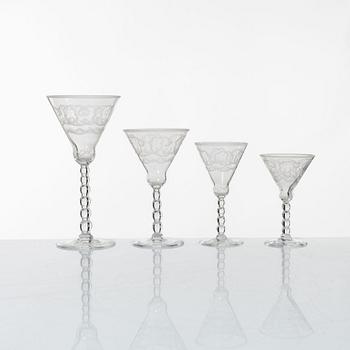 Simon Gate, glasservis, 38 delar, "Molnet", Orrefors.