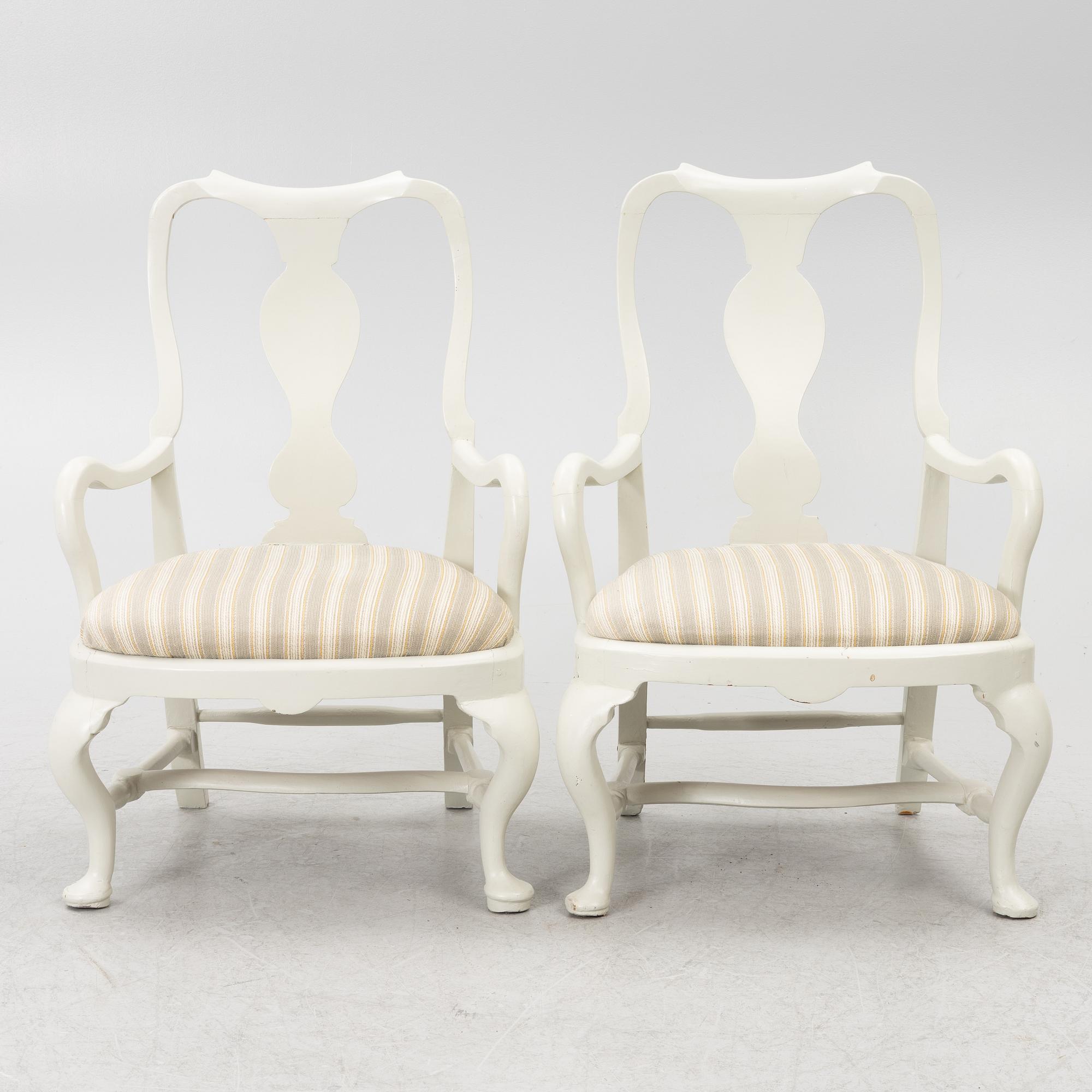 Armchairs, a pair, late Baroque, 18th century.