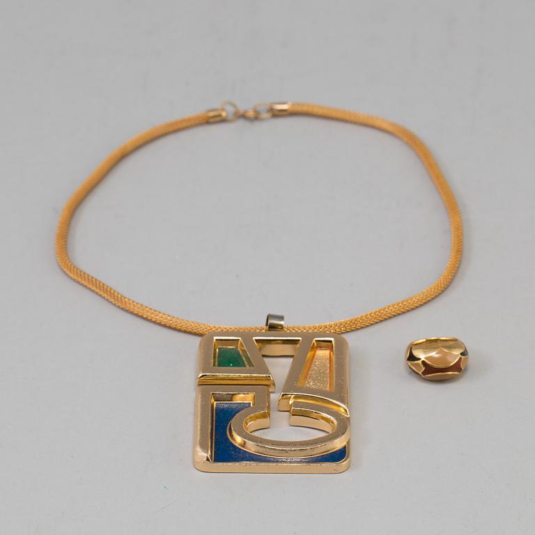 A necklace and a ring by Lanvin.