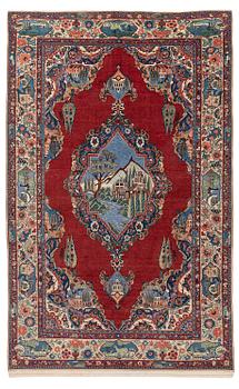 478. A semi-antique Kashan rug, Central Persia, c. 211 x 132 cm.