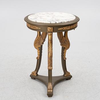 A pair of Empire-style armchairs with an end table, second half of the 20th century.