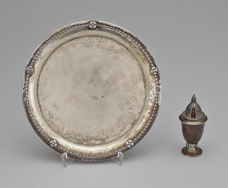 FAT samt SALTKAR, silver, Georg Jensen, Danmark, 1900-tal, tot vikt ca 229 g.