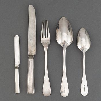 A Finnish silver cutery travel set, 19th century.