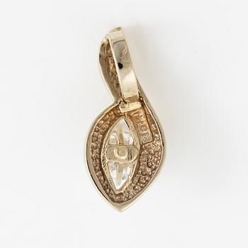 14K white gold solitaire diamond pendant.