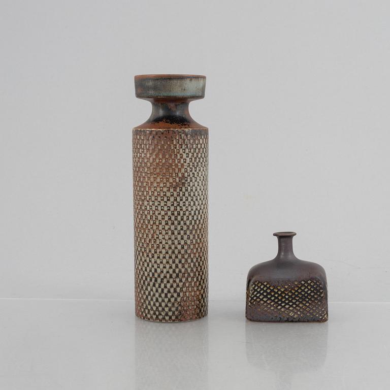 Stig Lindberg, two stoneware vases, Gustavsberg Studio, 1960s.