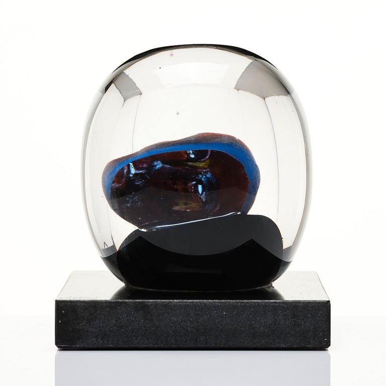 Bertil Vallien, a glass sculpture with a head, Kosta Boda, Sweden, ed. 200.