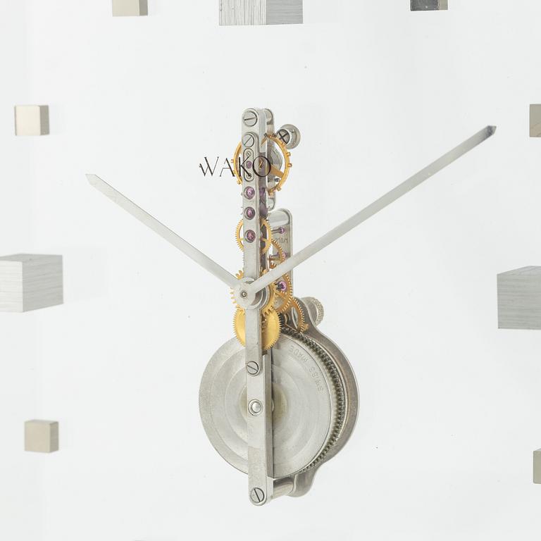 Jaeger-LeCoultre, "Double Signed Wako", table clock, 15 x 15.5 x 3 (4.5) cm.