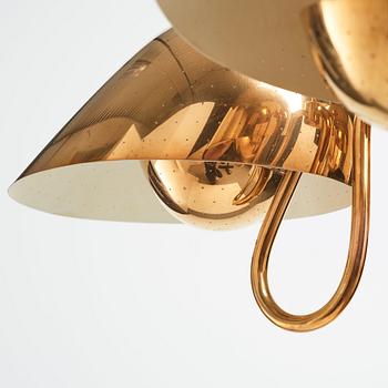 Carl-Axel Acking, a brass and white lacquered ceiling lamp for Bröderna Malmströms, Sweden 1940's.