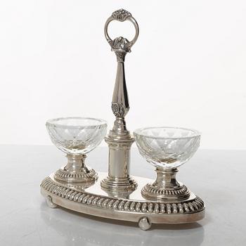 Table centerpiece, sterling silver and glass, late 20th century.