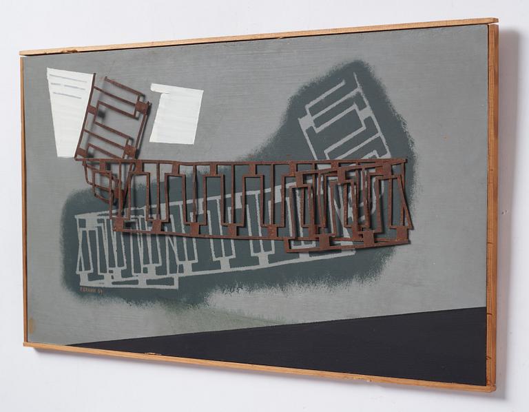 Fritz Grahn, blandteknik på pannå, signerad och daterad -64.