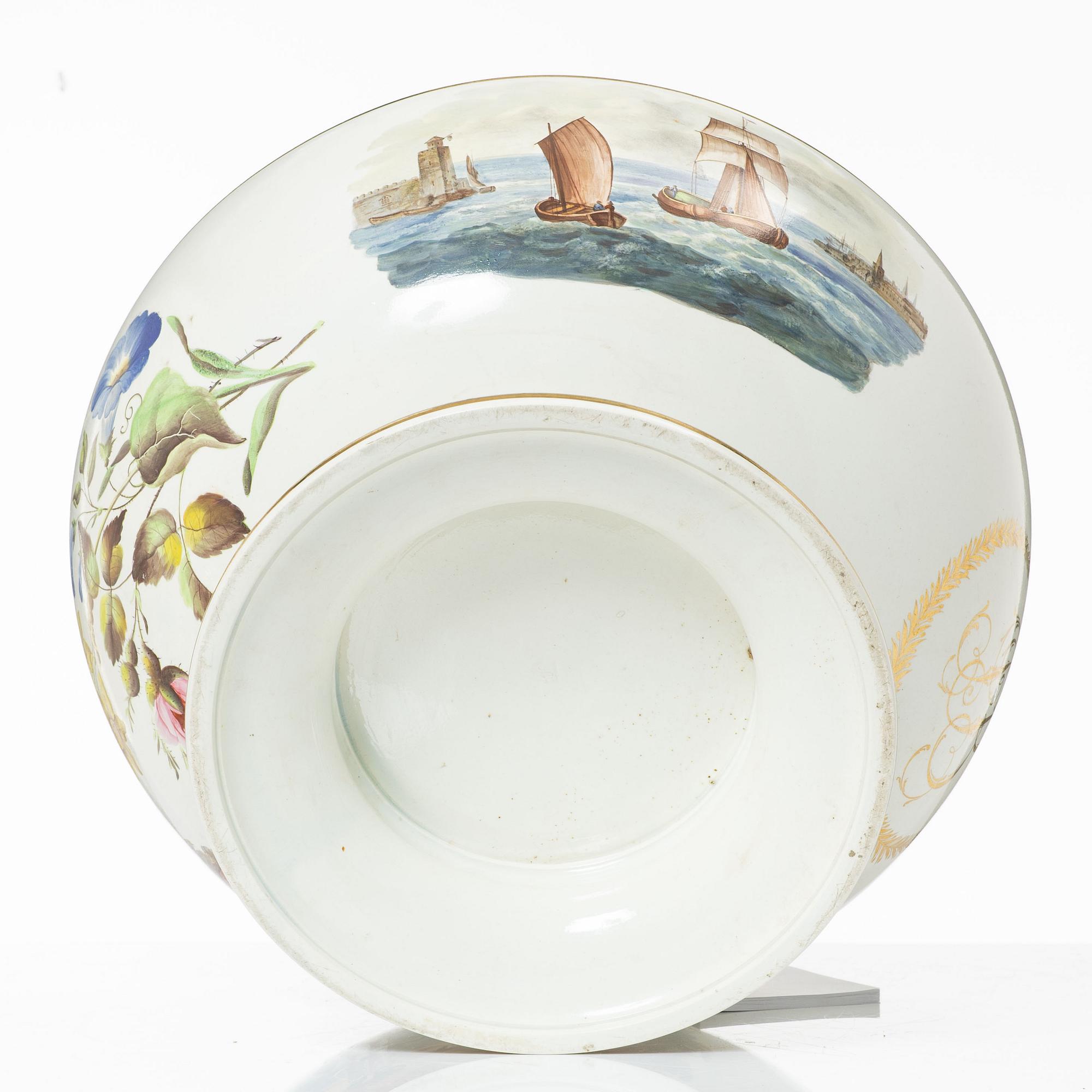 A massive Swedish earthenware punch bowl, around 1900.