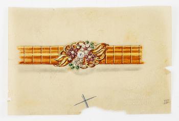 A Strömdahls bracelet/pendant combination in 18K gold with rubies, emeralds, pearls and diamonds.