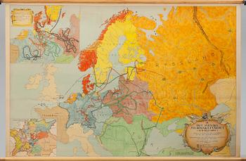 SKOLKARTA ÖVER EUROPA, "Svenska Stormaktsväldet och dess krig", P.A Norstedt och Söners förlag. Tyckt Stockholm 1946.