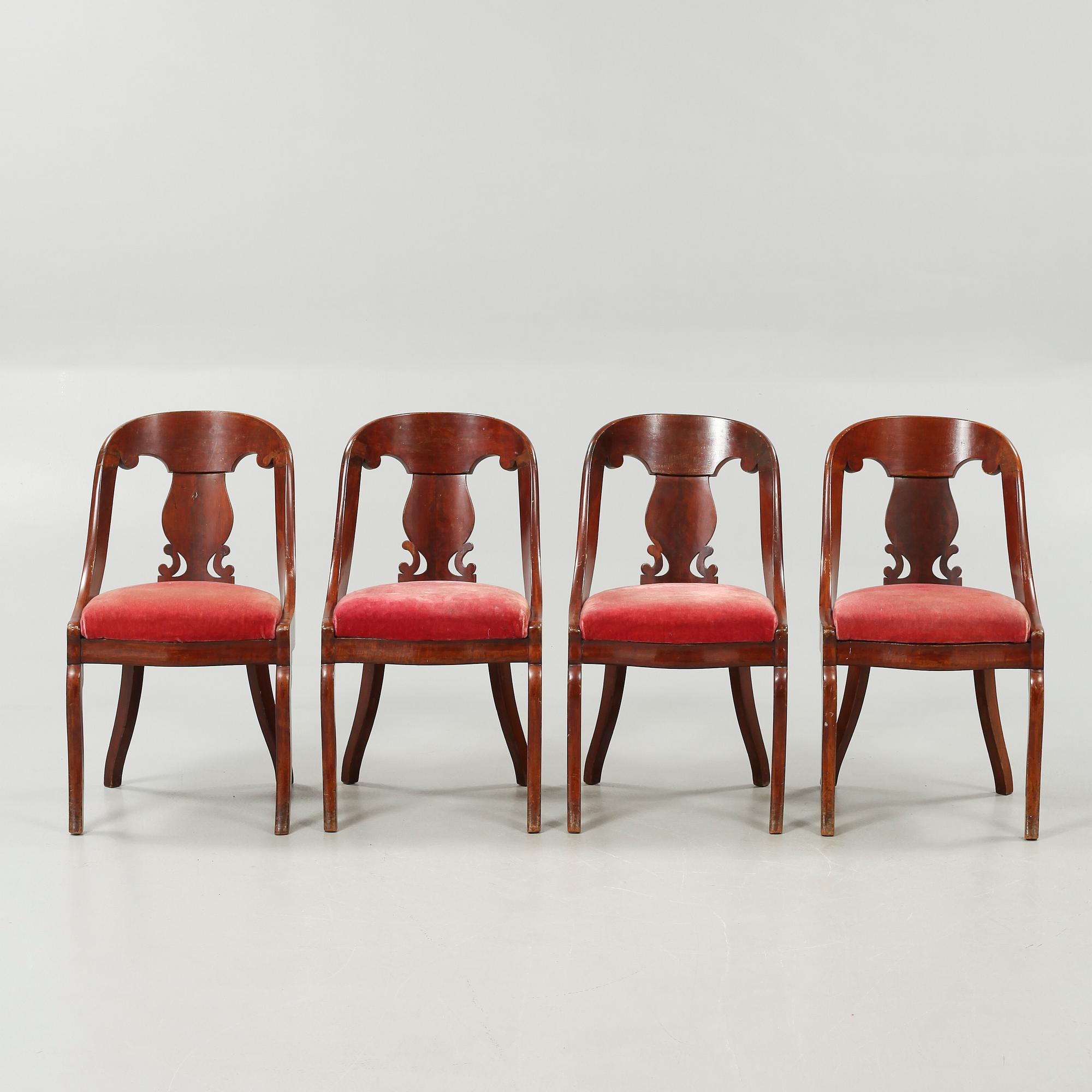 STOLAR, 4 st, s k Göteborgsstolar, 1800-tal.