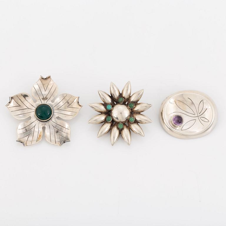 G Kaplan, broscher, 3 st, silver.