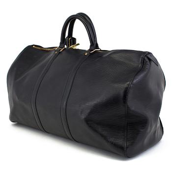 A Louis Vuitton weekend bag  "Keepall 50 Epi Black".