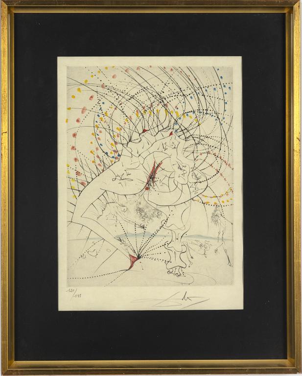 Salvador Dalí, coloured etching, signed and numbered, 120/145.