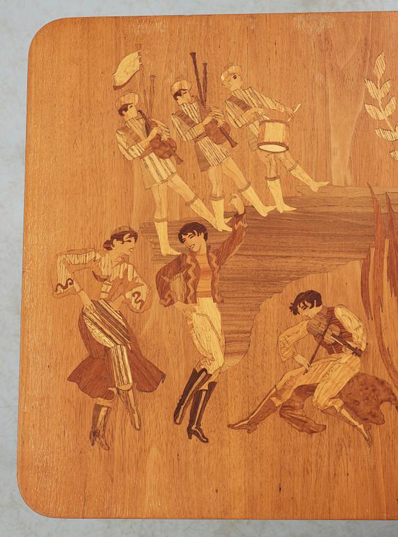 SOFFBORD, trol Mjölby intarsia. 1930/40-tal.