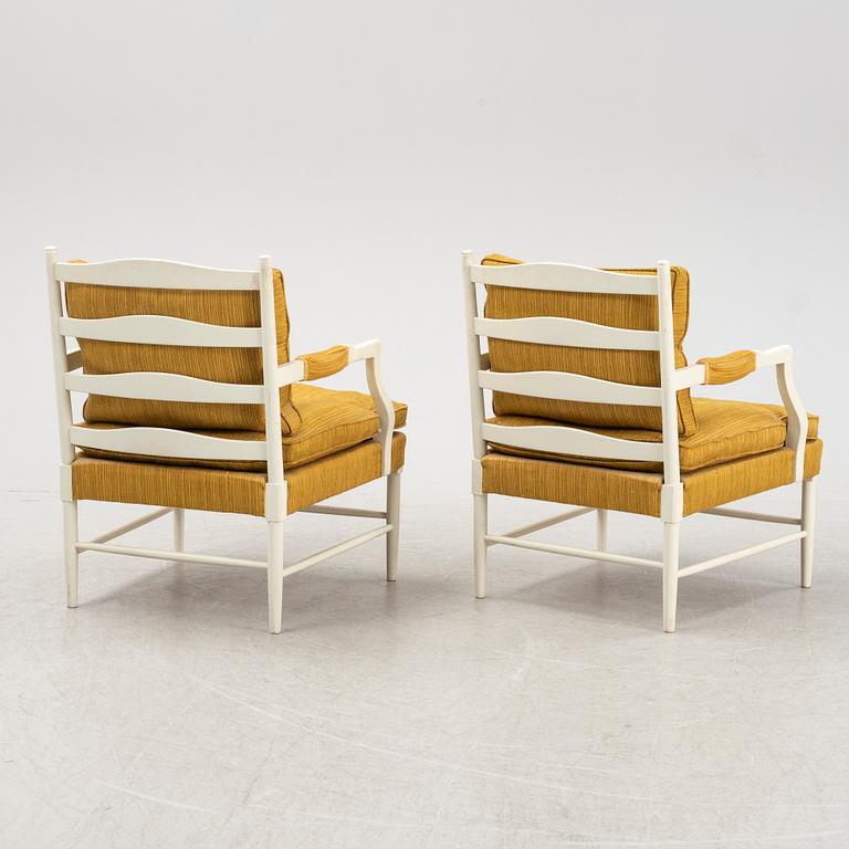 A pair of Gustavian style armchairs, second half of the 20th Century.