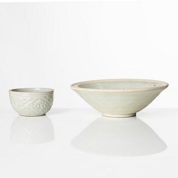 A Qingbai cup and bowl, Song Dynasty (960-1279).