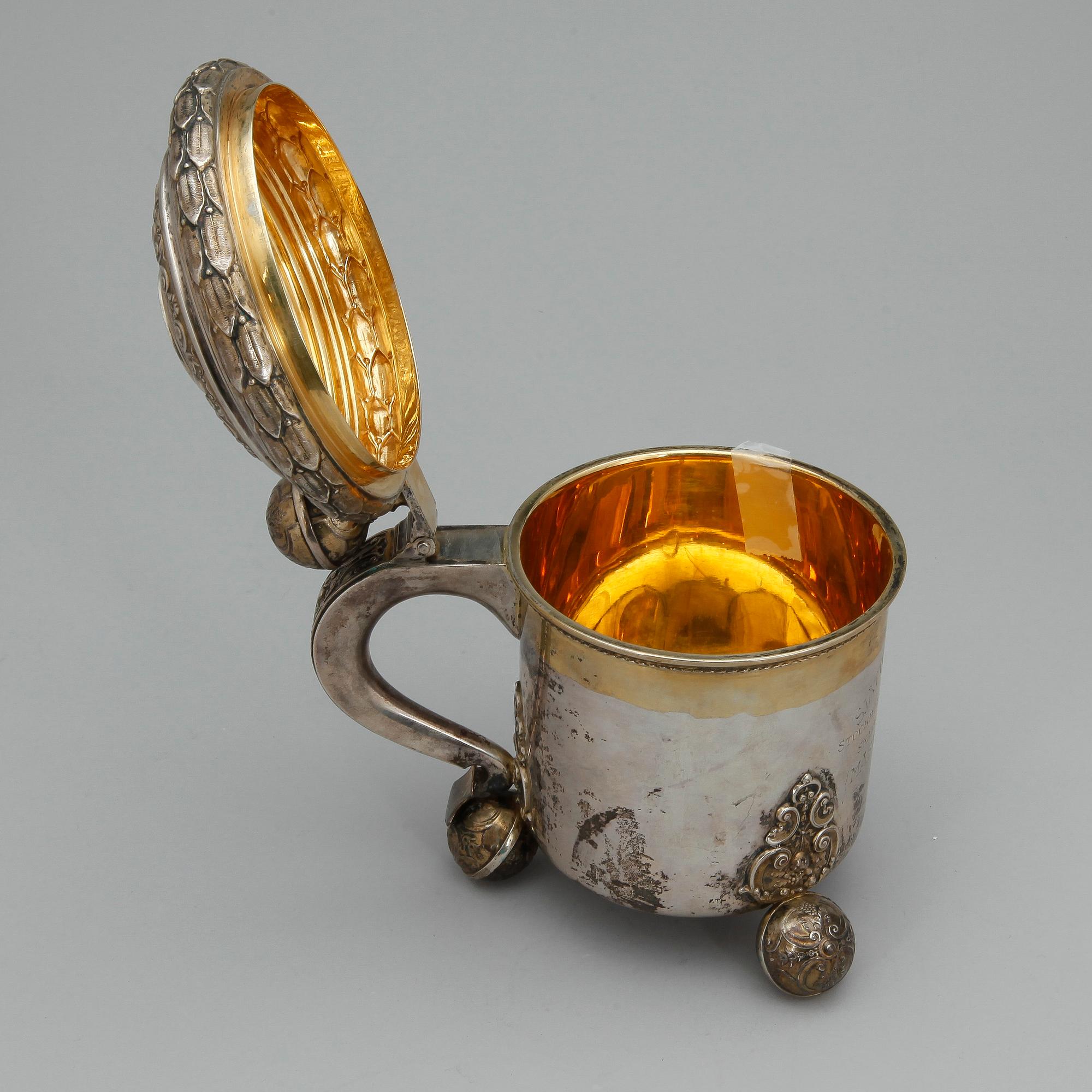 DRYCKESKANNA, silver, CG Hallberg, Stockholm, 1937, vikt ca 580g.